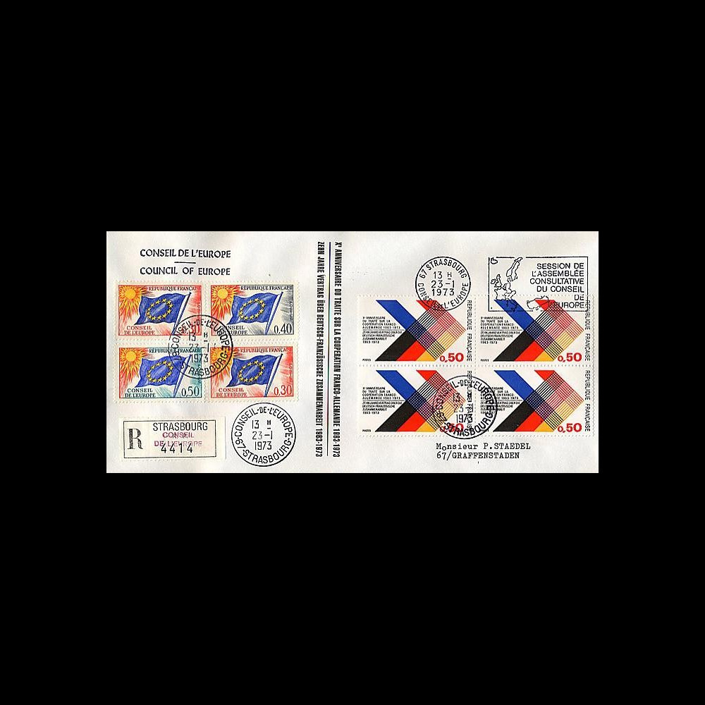 CE24IIIa : 1973 - 10 ans Traité de l'Elysée - de Gaulle et Adenauer