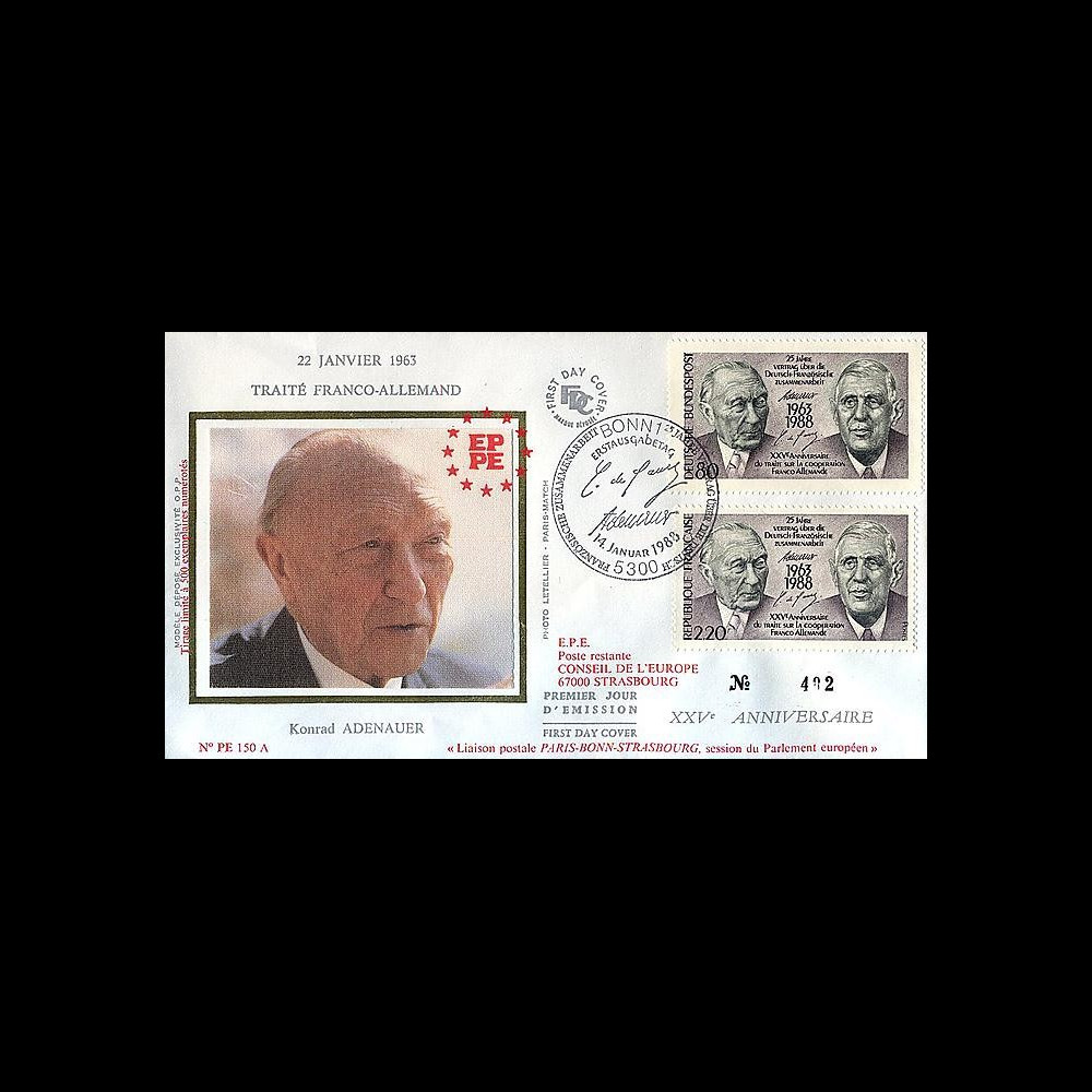 PE150A : 1988 - 25 ans Traité de l'Elysée - de Gaulle et Adenauer