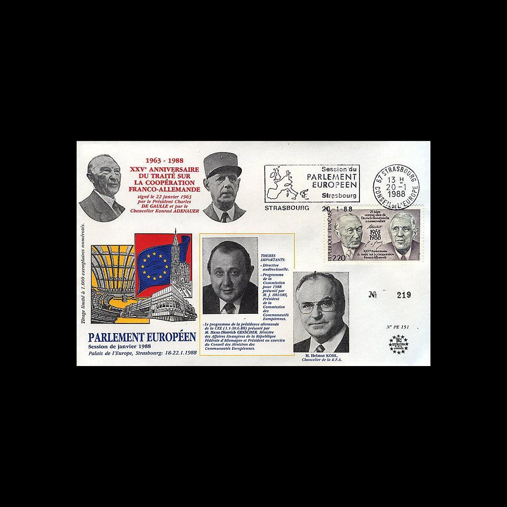 PE151 : 1988 - 25 ans Traité de l'Elysée - de Gaulle et Adenauer