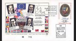 PE203 : 11-1989 - FDC Parlement européen "MITTERRAND & KOHL - Chute du Mur de Berlin"