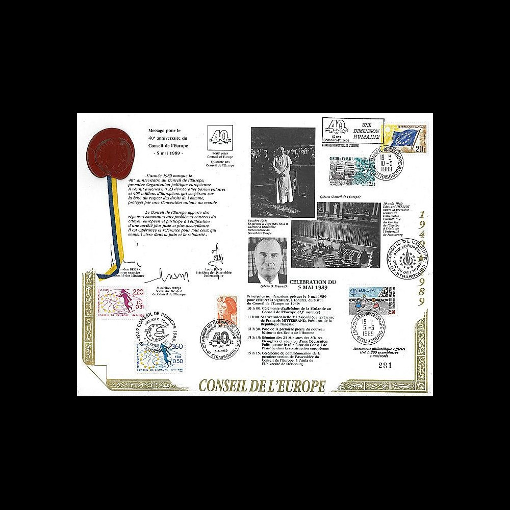 CE41-2 : 1989 - 40e anniv. Conseil de l'Europe - Pdt Mitterrand