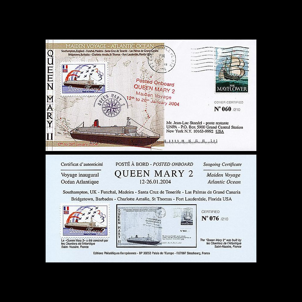 QM2-4 : 2004 - Courrier naval posté à bord du Queen Mary 2
