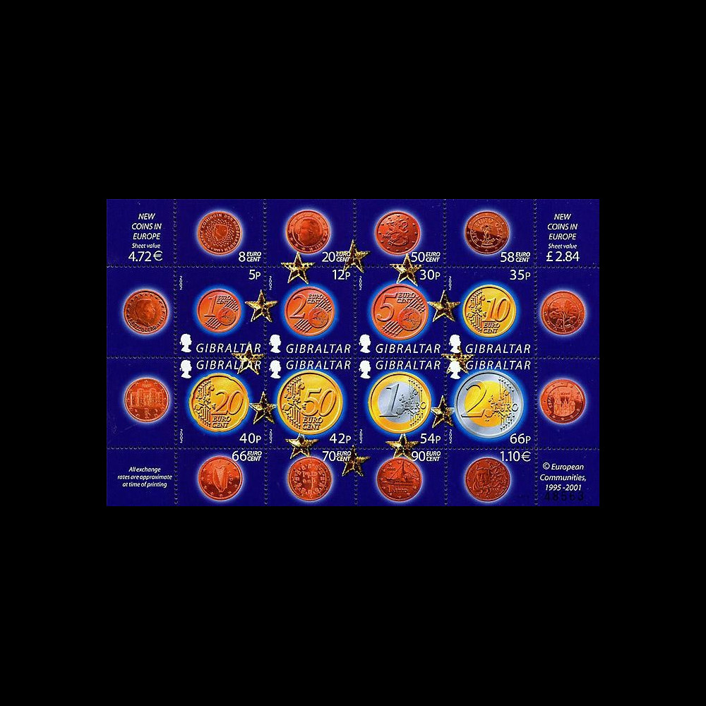 PE445-22NF : 2002 - TP Gibraltar (Royaume-Uni) pour l'introduction de l'Euro
