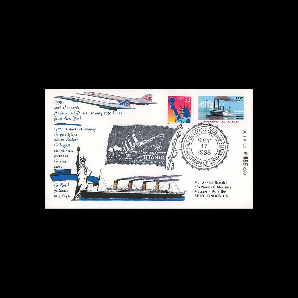 CO98-TIT1 : 1998 - FDC USA "Du Paquebot TITANIC au CONCORDE