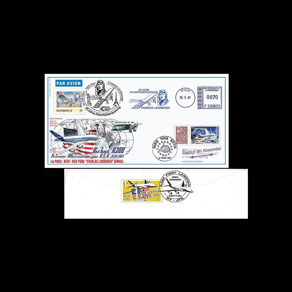 A380-42 : 2007 - 80 ans de l'exploit de Lindbergh - 1er atterrissage aux USA