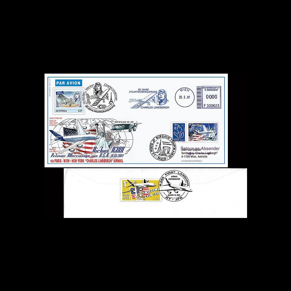 A380-43 : 2007 - 80 ans de l'exploit de Lindbergh - 1er atterrissage aux USA