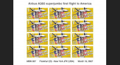 A380-42VND : 2007 - Feuillet non-dentelé '1er atterrissage à New York JFK'