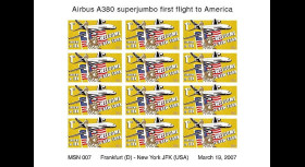 A380-42VND : 2007 - Feuillet non-dentelé '1er atterrissage à New York JFK'