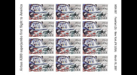 A380-45VND : 2007 - Feuillet non-dentelé '1er atterrissage à New York'