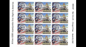 A380-46VND : 2007 - Feuillet non-dentelé '1er atterrissage à Chicago O´Hare'