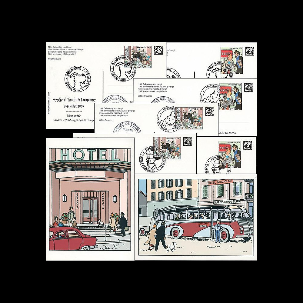 Suisse 2007 - 6 entiers postaux Tintin Centenaire Hergé 1907-2007