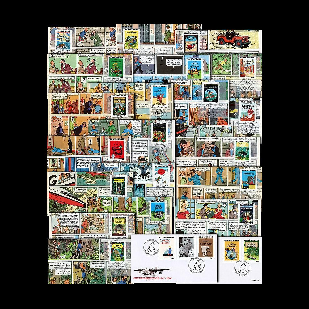 Belgique 2007 : série 22 FDC Tintin Centenaire Hergé 1907-2007